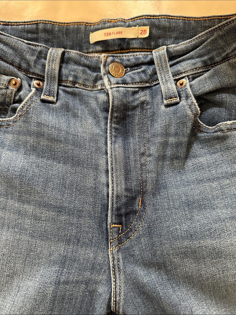 Levi’s 726 Flare High-Rise Blue Jeans — Size 28